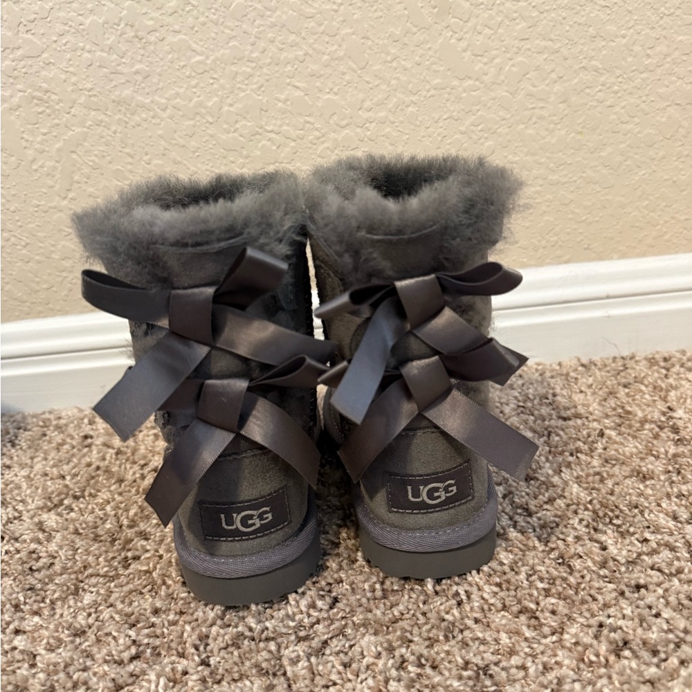 Toddler UGG Charcoal Boots with Satin Bows